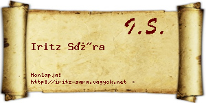 Iritz Sára névjegykártya